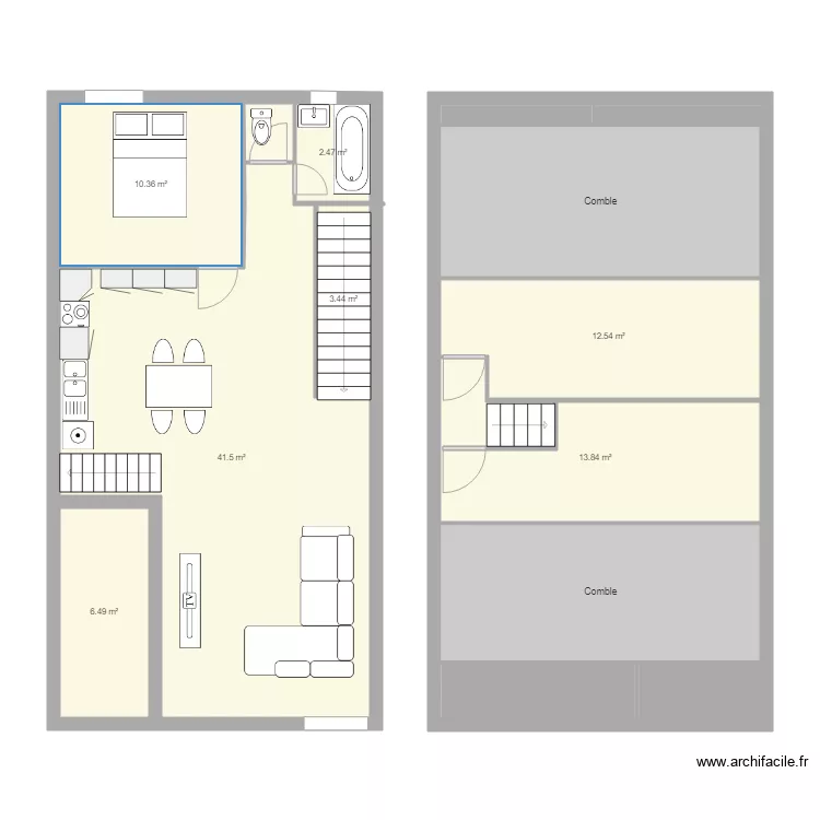 Appartement 3 avec mezzanine. Plan de Appartement 3 avec mezzanine. Plan de