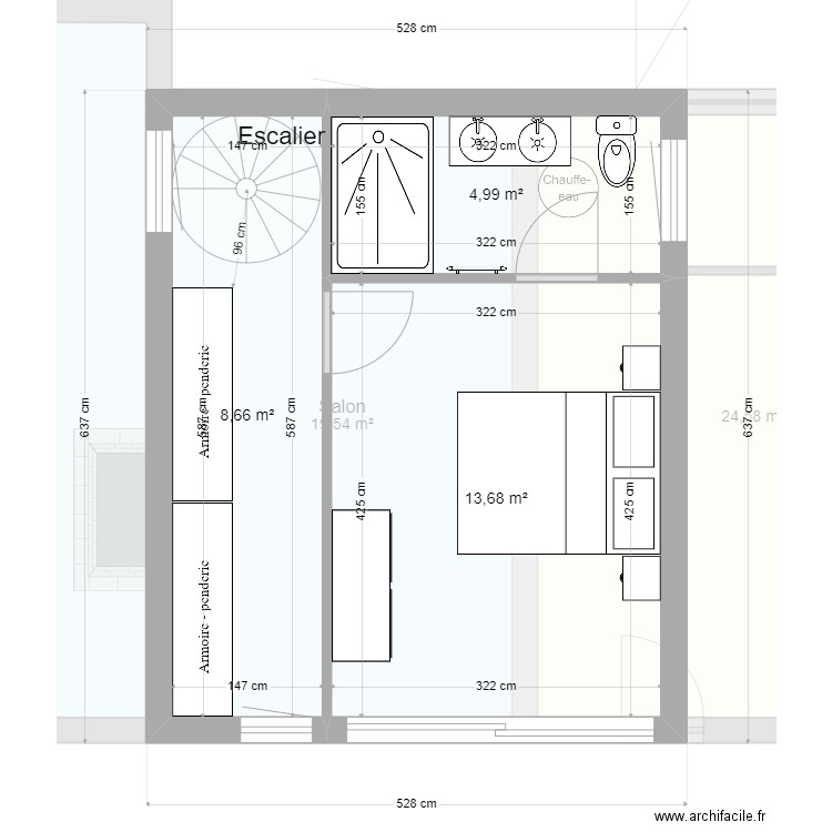 Nouveau plan étage avec colimaçon. Plan de 0 pièce et 0 m2