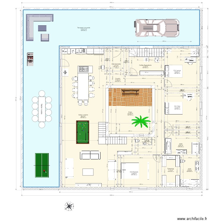 Mas 4. Plan de 19 pièces et 367 m2