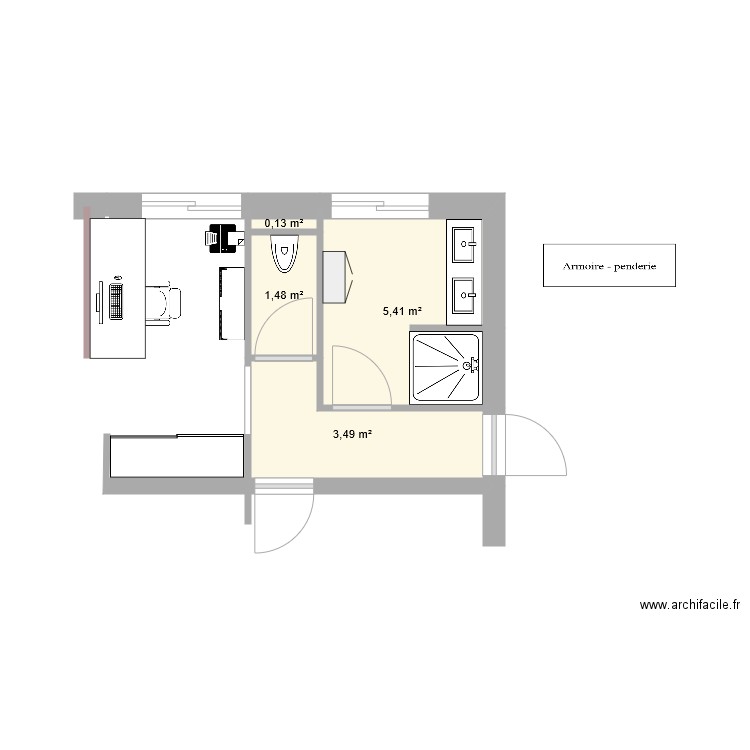 bureau sdb wc. Plan de 0 pièce et 0 m2