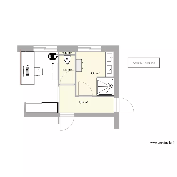 bureau sdb wc. Plan de 0 pièce et 0 m2