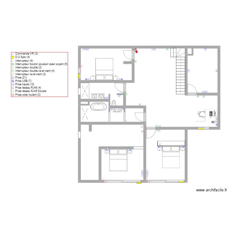 PLAN BORDAIS RDC . Plan de 9 pièces et 115 m2