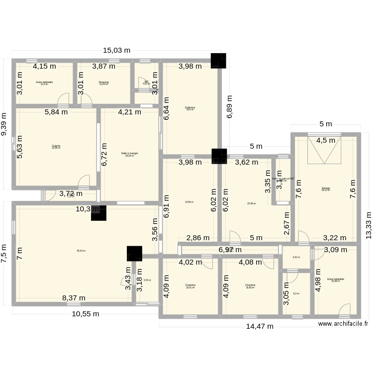 Loukanga2. Plan de 19 pièces et 341 m2