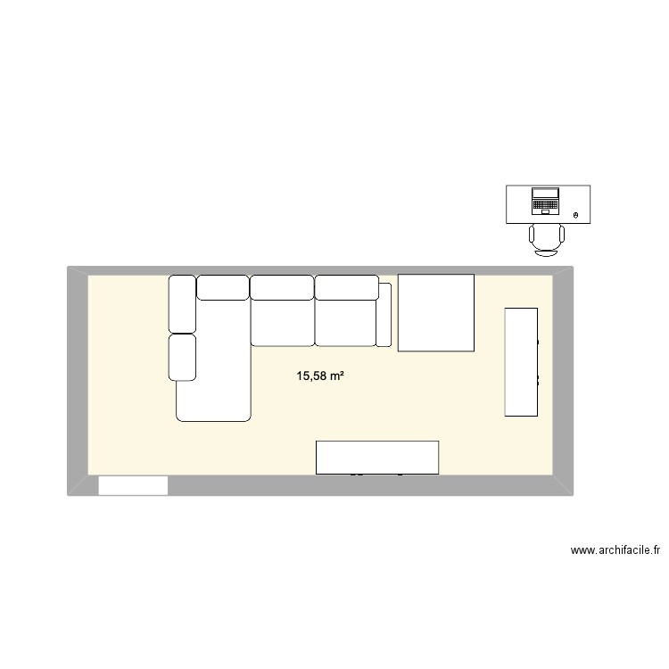 salon. Plan de 1 pièce et 16 m2