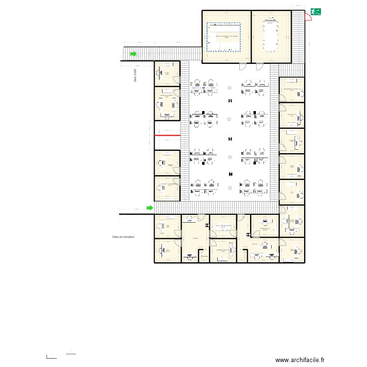 Open space V13. Plan de 20 pièces et 253 m2