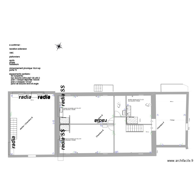 Brigneau aménagmt divers étage 2 mars . Plan de 1 pièce et 4 m2