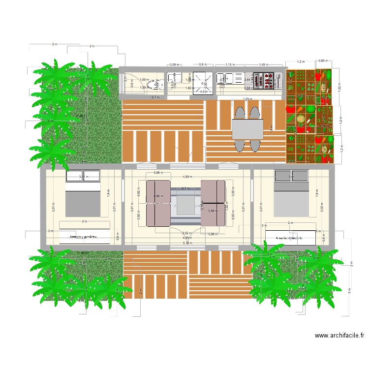 REA NIRIKO . Plan de 12 pièces et 73 m2