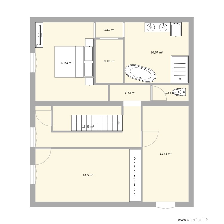 plan chambre 1. Plan de 9 pièces et 67 m2