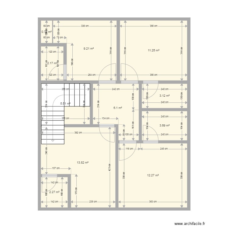 plan maison 70m carré partie haute. Plan de 0 pièce et 0 m2