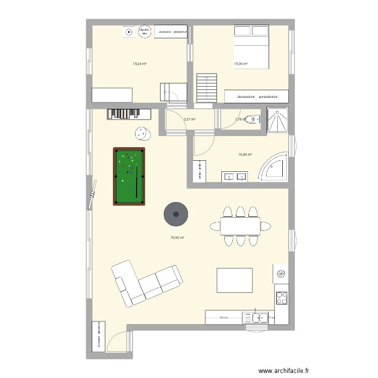 Plan 2 si agrandissement terrasse. Plan de 6 pièces et 116 m2
