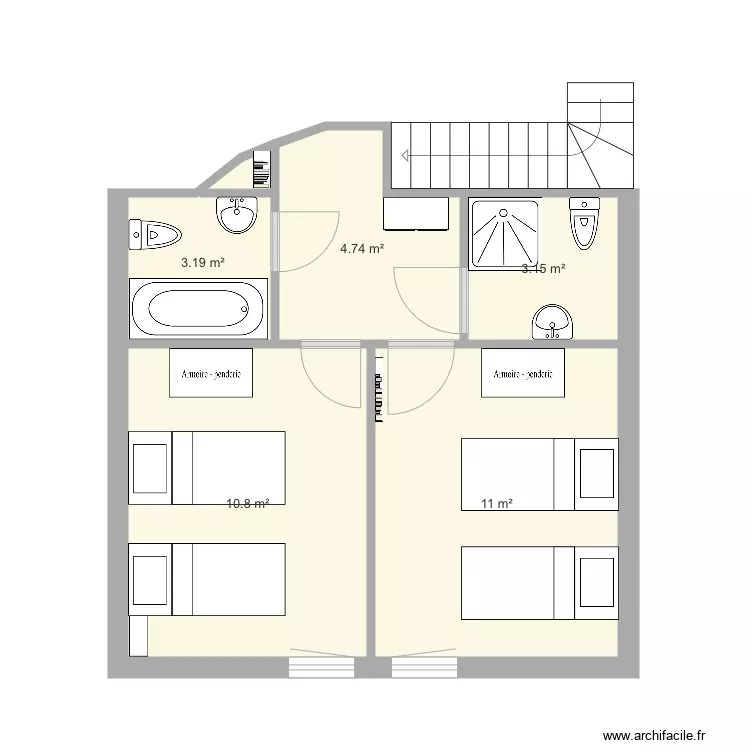Etage releve 2  sans mezzanine. Plan de 