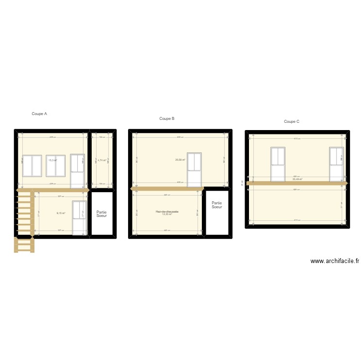 Sabrina vue de coupe. Plan de 0 pièce et 0 m2