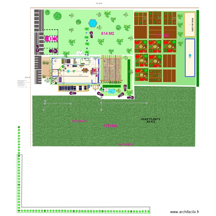 PETITE HACIENDA + AGRIC. Plan de 6 pièces et 287 m2
