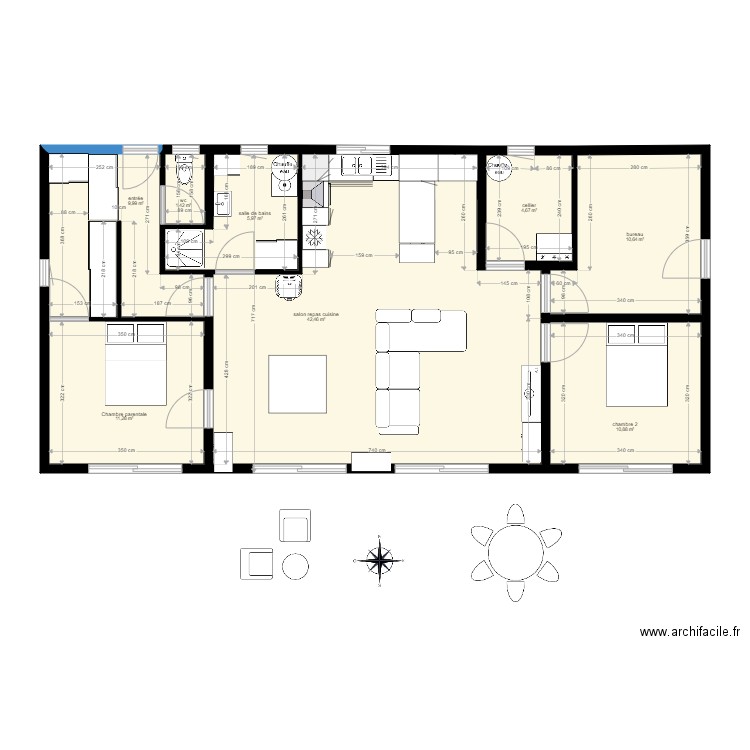 AVION plain pied St Paul 99m2 3 ch. Plan de 0 pièce et 0 m2