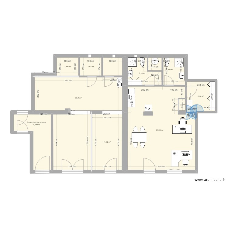 Villefranche 2-1. Plan de 13 pièces et 119 m2