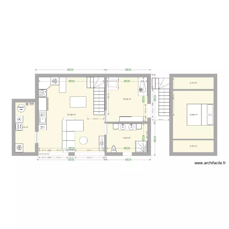 Maison Campagne Version 1 et Mezzanine. Plan de 