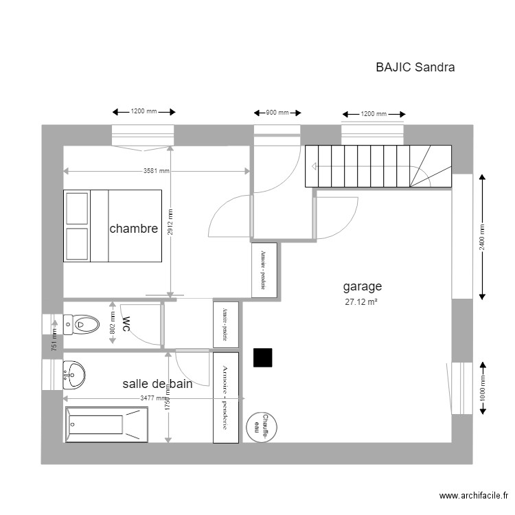RdC Chambre Garage. Plan de 0 pièce et 0 m2