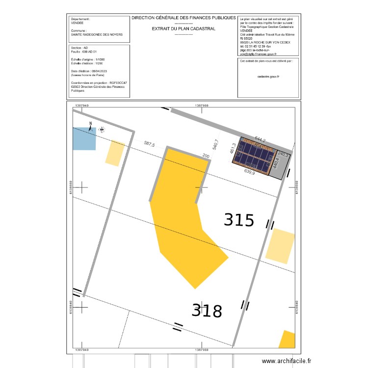 PROJET GARAGE. Plan de 1 pièce et 25 m2