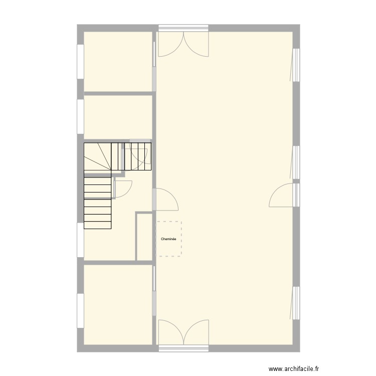 Chalet RDC. Plan de 6 pièces et 81 m2