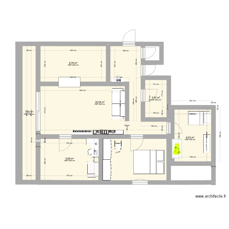 Athis-Mons. Plan de 6 pièces et 63 m2