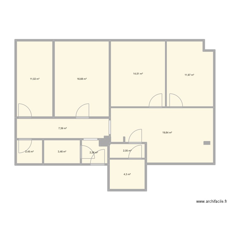 Panoramique Cluses (coupe 1). Plan de 12 pièces et 96 m2
