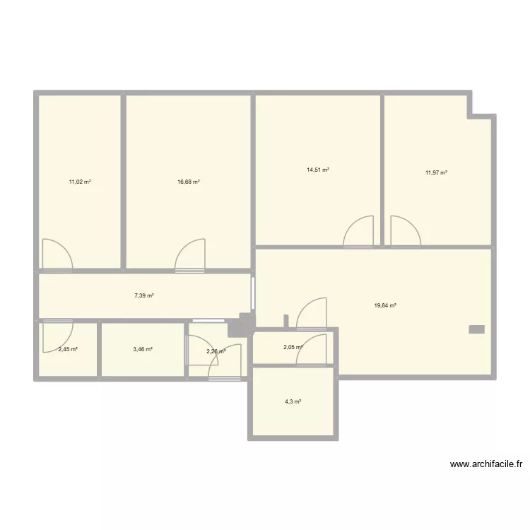 Panoramique Cluses (coupe 1). Plan de 12 pièces et 96 m²