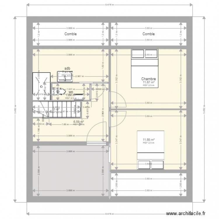 st jean de mont etage sdb fond terrasse 2. Plan de 0 pièce et 0 m2