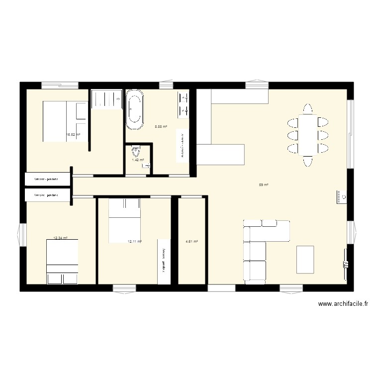 Maison n2 120 m2. Plan de 0 pièce et 0 m2