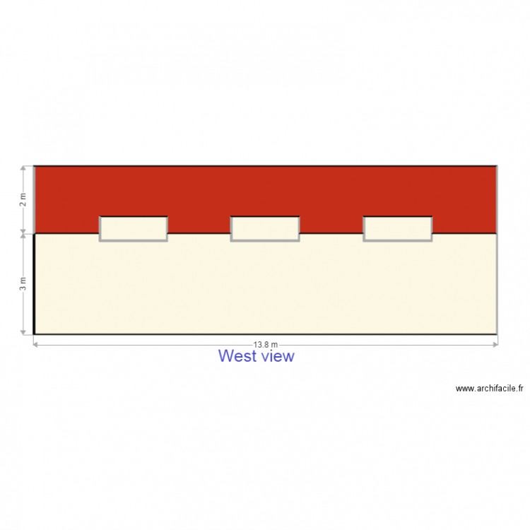 Facade Ouest amico. Plan de 0 pièce et 0 m2