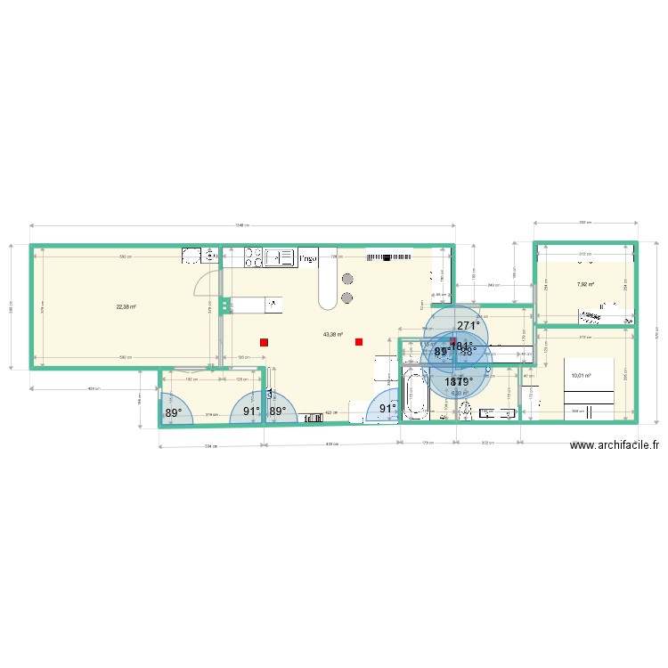 test 2. Plan de 6 pièces et 91 m2