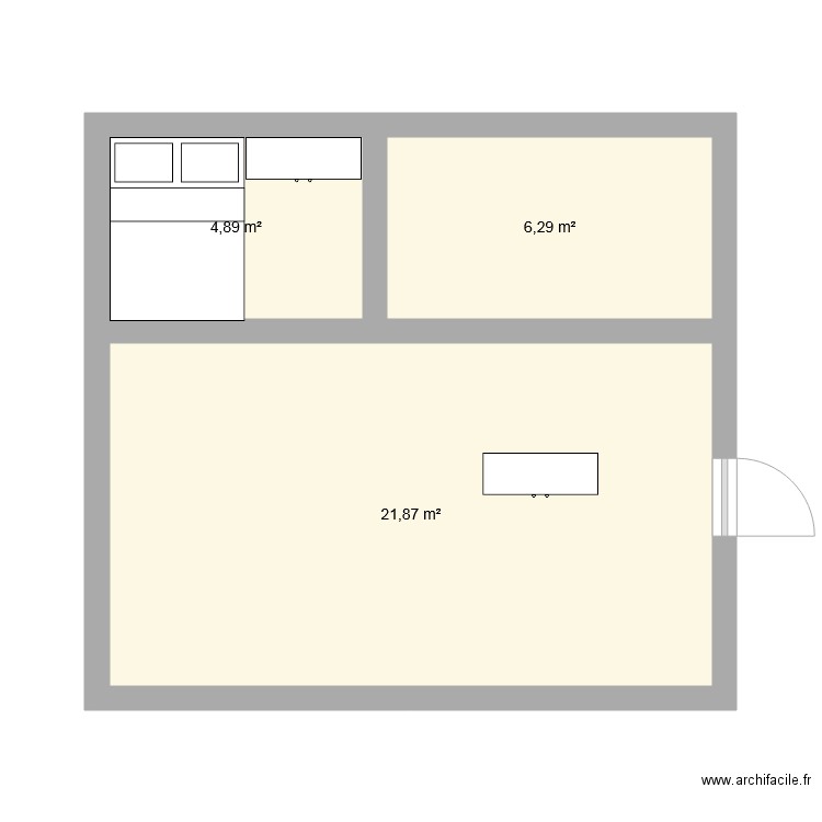 plan 1. Plan de 3 pièces et 33 m2