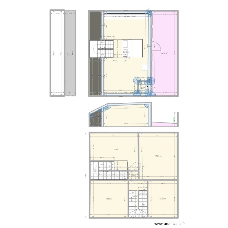 3 eme etage v6 rehaussement avec Terrasse version NEO BAIL. Plan de 28 pièces et 172 m2