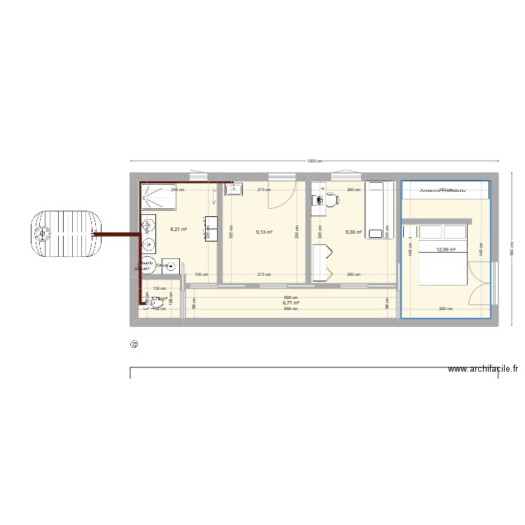 maison martin. Plan de 6 pièces et 48 m2