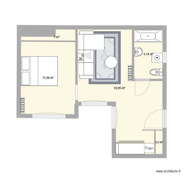 Apt BB. Plan de 5 pièces et 37 m2