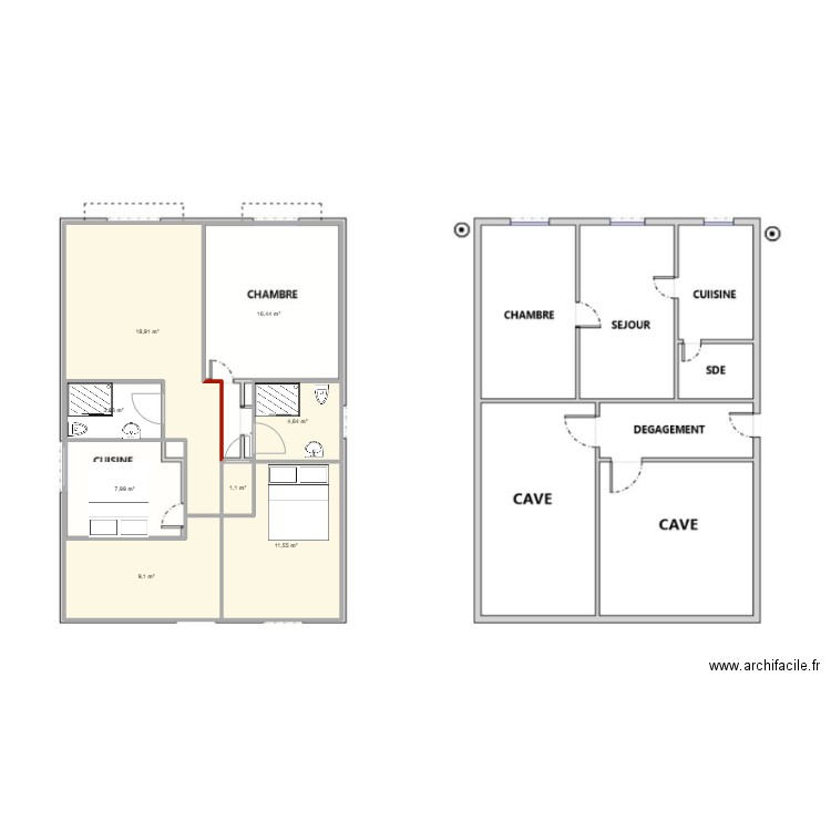 Villa Les Lillas. Plan de 8 pièces et 74 m2