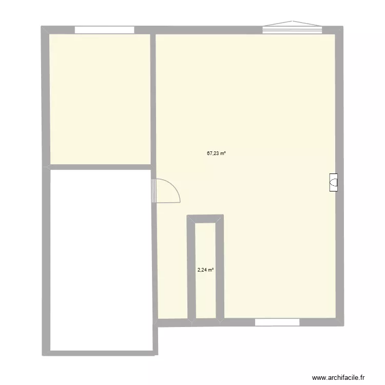 Essai_1. Plan de 2 pièces et 69 m²