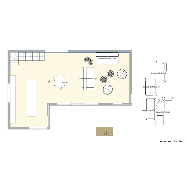 MAIANO SARAH. Plan de 1 pièce et 84 m2