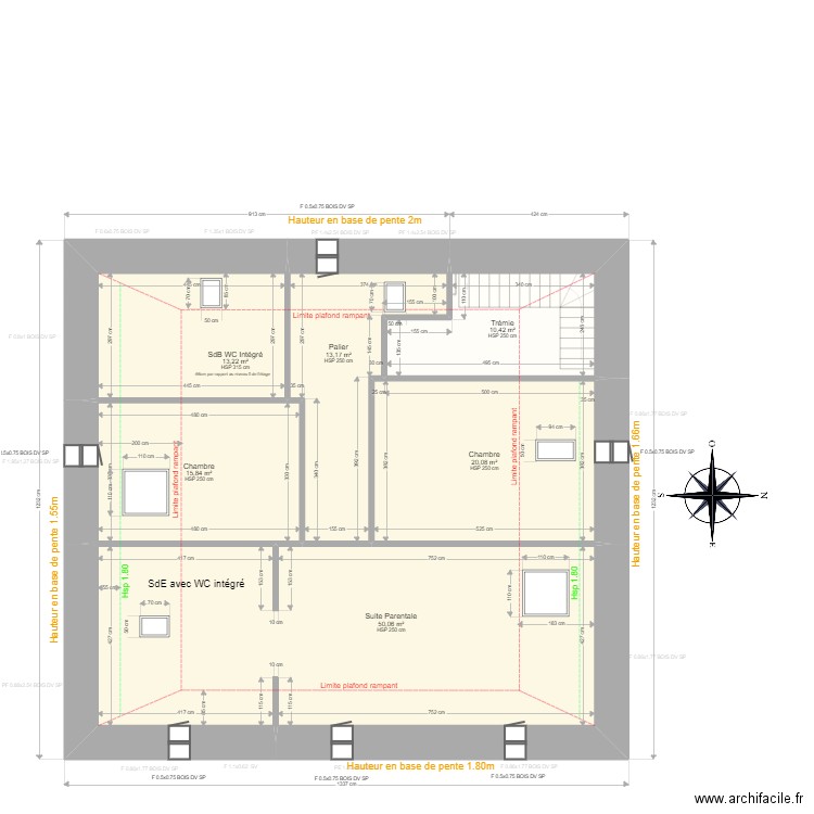 WARING Robert. Plan de 10 pièces et 253 m2