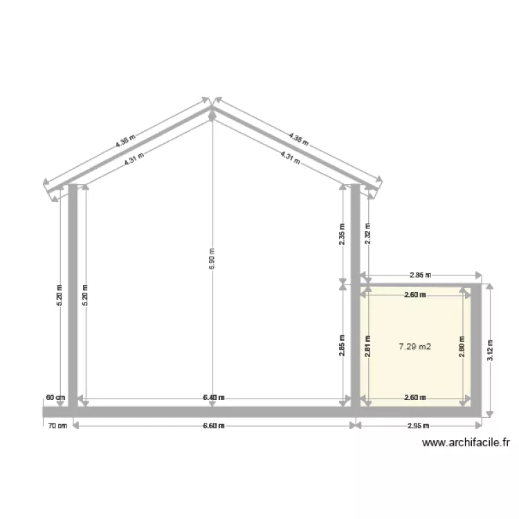 Plan de Coupe avant Extension. Plan de 