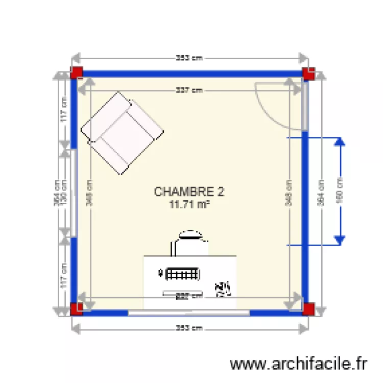 CHAMBRE 2. Plan de 