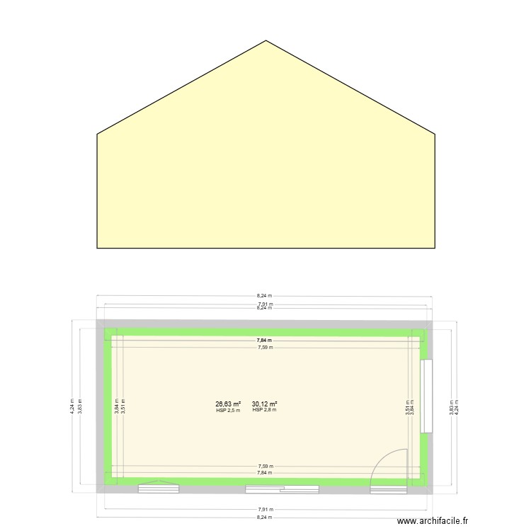 Plan complet macon. Plan de 2 pièces et 57 m2