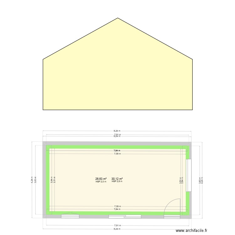 Plan complet macon. Plan de 2 pièces et 64 m2