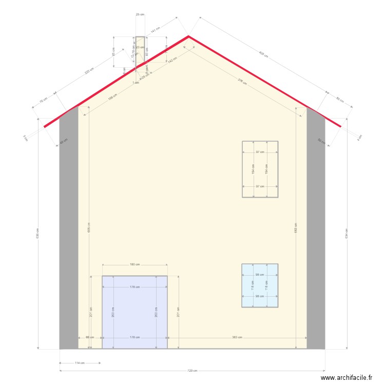 Vue Sud Aprés modification. Plan de 0 pièce et 0 m2