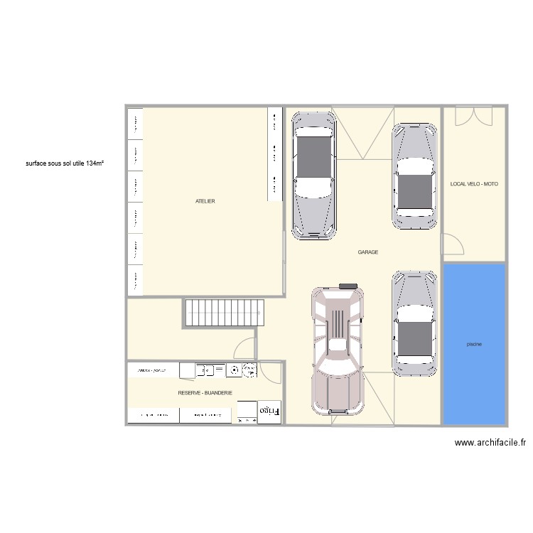 idee plan contenaire sous sol rdc 130M. Plan de 0 pièce et 0 m2