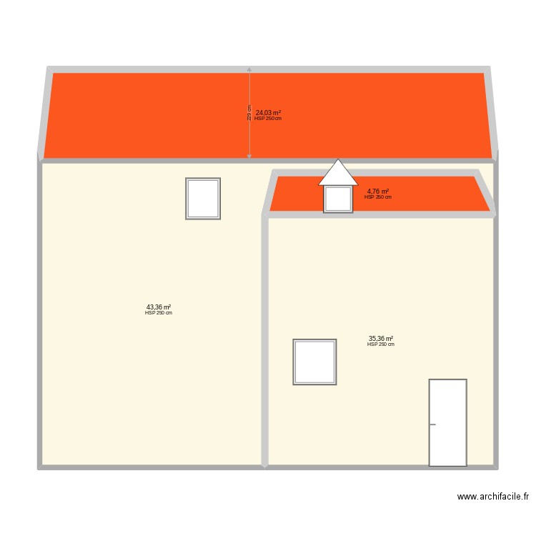 derriere. Plan de 4 pièces et 108 m2