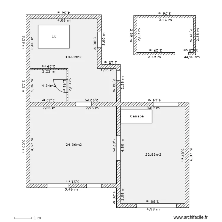 Maison sibiril extention Sud decroch&eacute;. Plan de 