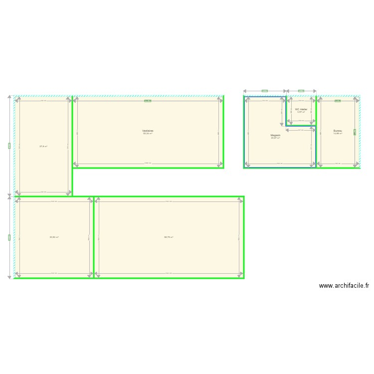 JELETRANS - PALN RDC BUREAUX - LOCAUX SOCIAUX - IND A. Plan de 7 pièces et 209 m2