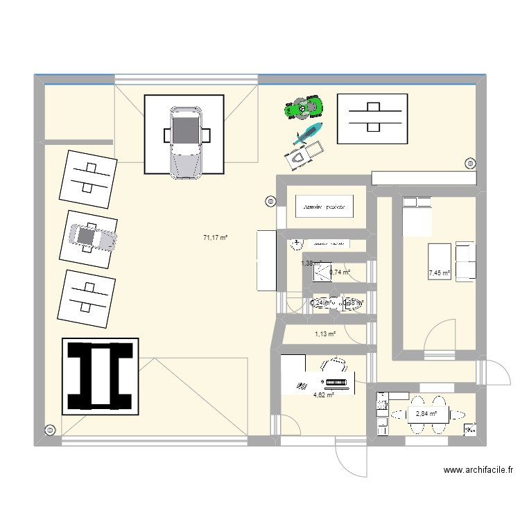 garage. Plan de 9 pièces et 90 m2