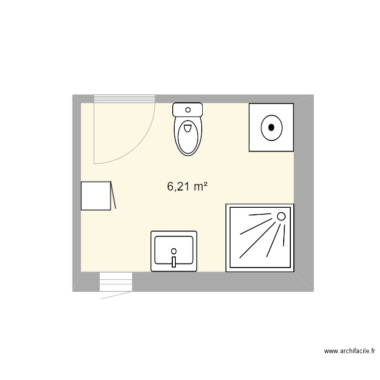 salle de bain. Plan de 1 pièce et 6 m2