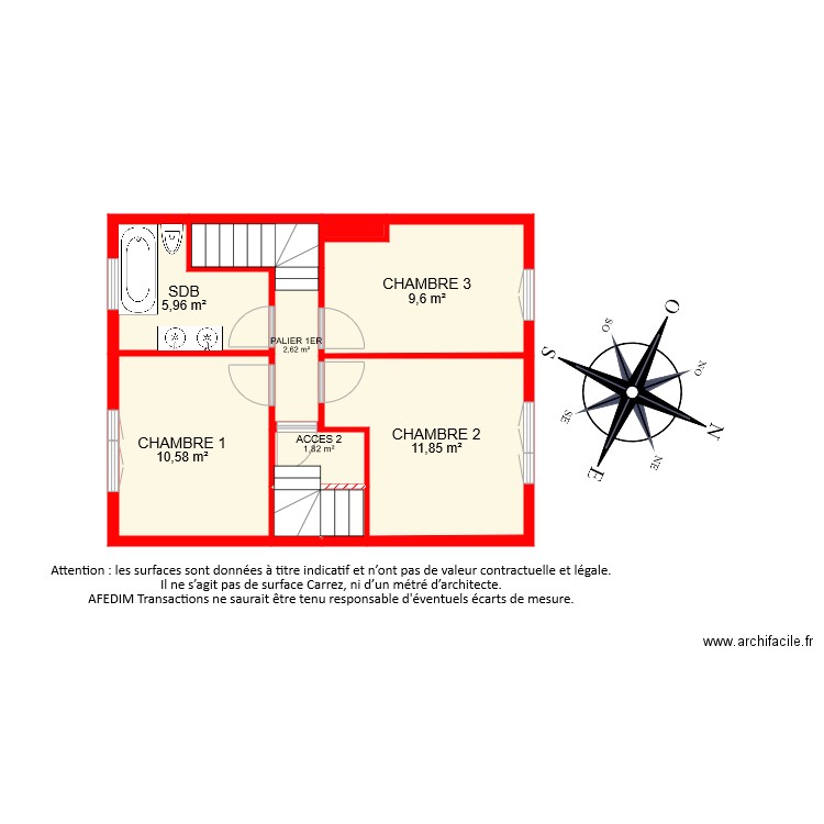 BI 7519 ETAGE . Plan de 10 pièces et 46 m2